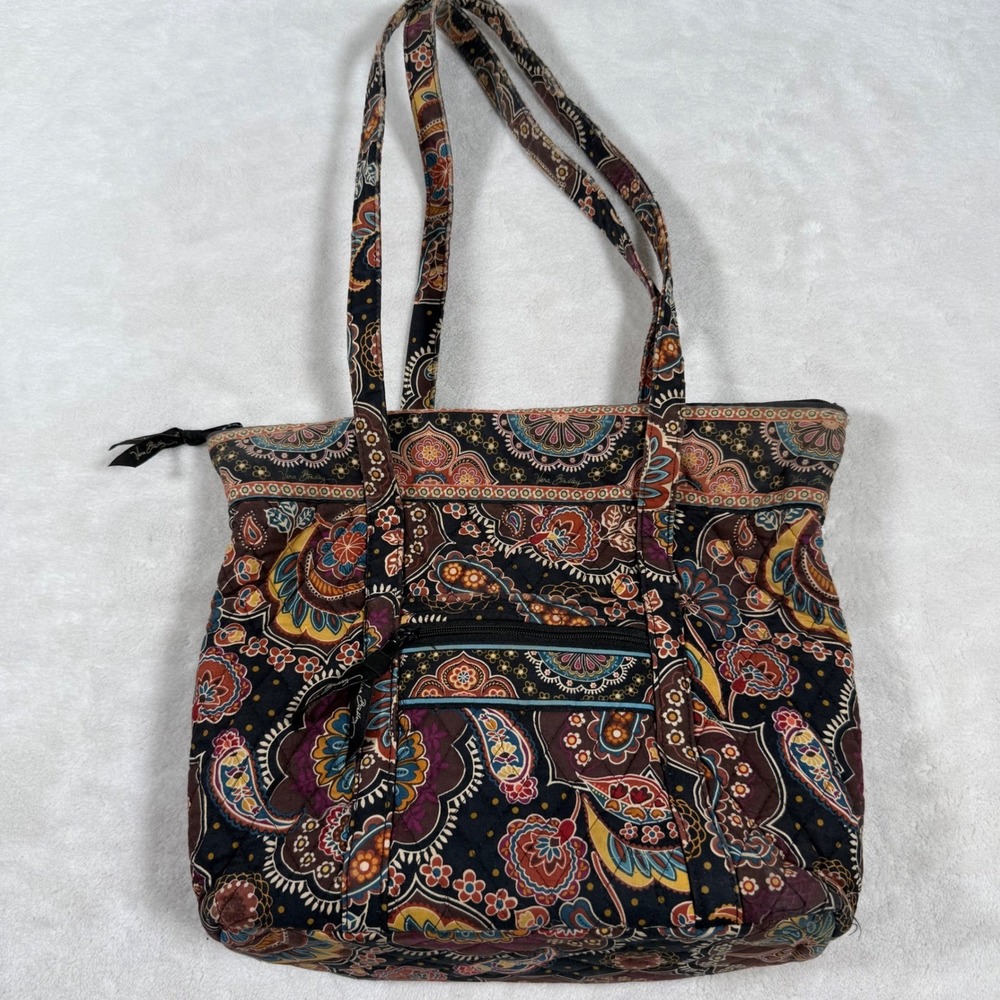 Vera Bradley Kensington Quilted Tote Bag Paisley Print Shoulder Bag Retired